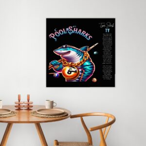Large Frameless Pool Sharks/ TY single-piece mural