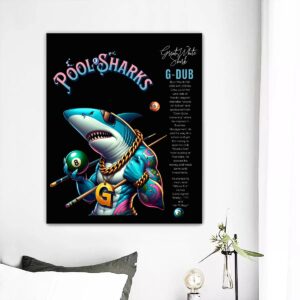 Large Frameless Pool Sharks/G-DUB single-piece mural